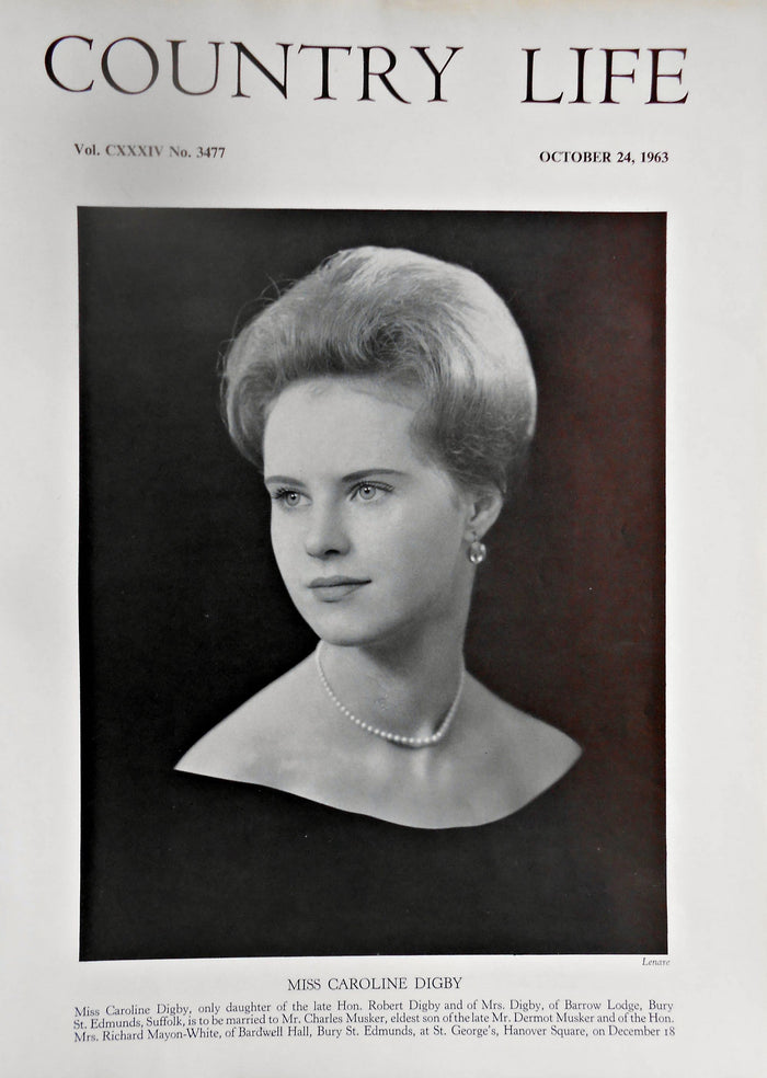 Miss Caroline Digby Country Life Magazine Portrait October 24, 1963 Vol. CXXXIV No. 3477