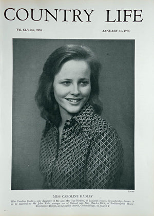 Miss Caroline Hadley Country Life Magazine Portrait January 31, 1974 Vol. CLV No. 3996