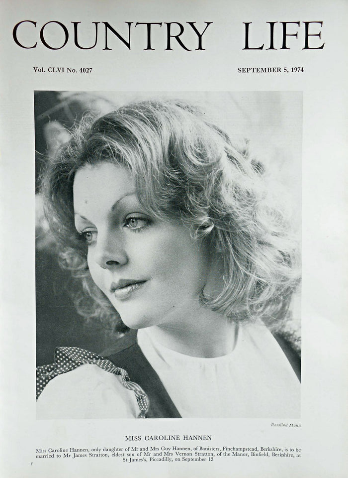 Miss Caroline Hannen Country Life Magazine Portrait September 5, 1974 Vol. CLVI No. 4027