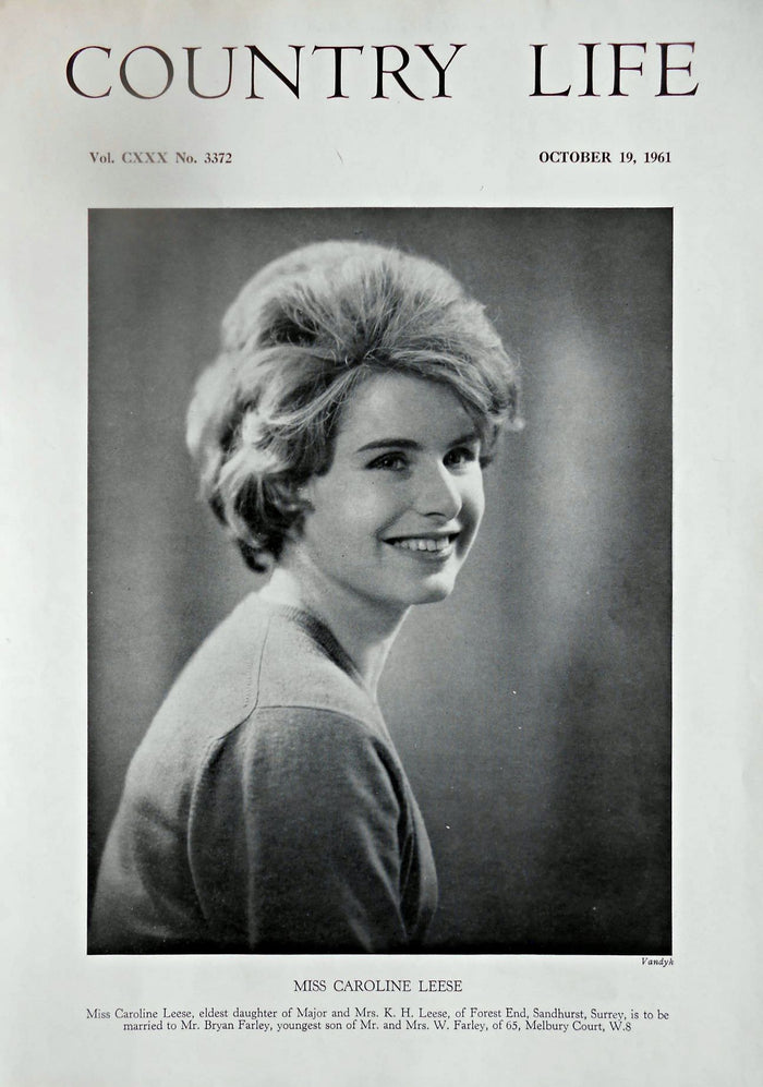 Miss Caroline Leese Country Life Magazine Portrait October 19, 1961 Vol. CXXX No. 3372