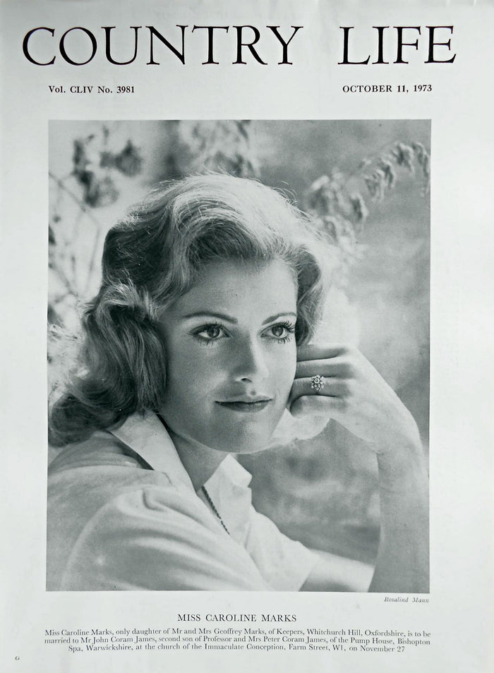 Miss Caroline Marks Country Life Magazine Portrait October 11, 1973 Vol. CLIV No. 3981