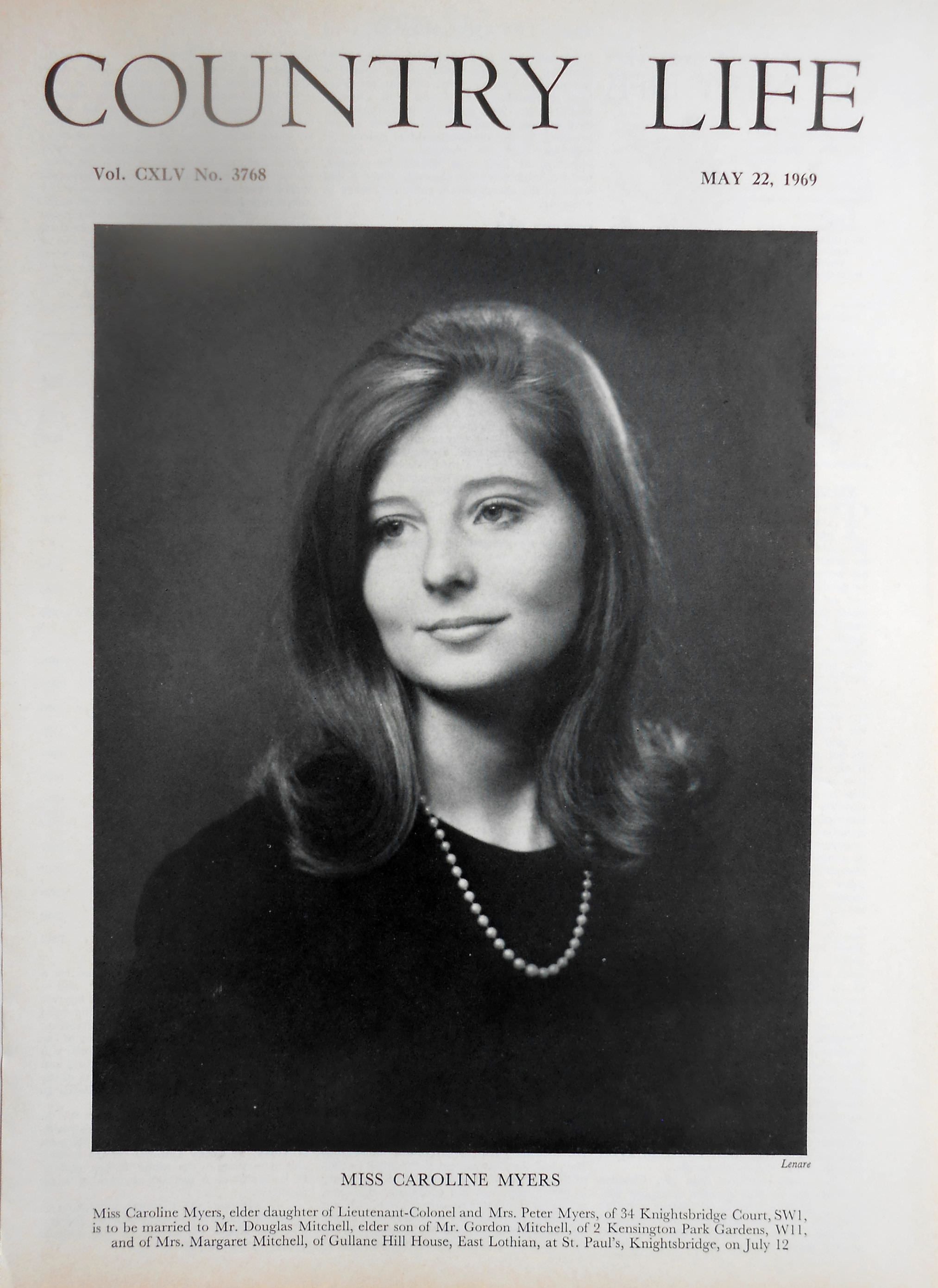 Miss Caroline Myers Country Life Magazine Portrait May 22, 1969 Vol. CXLV No. 3768 - Copy