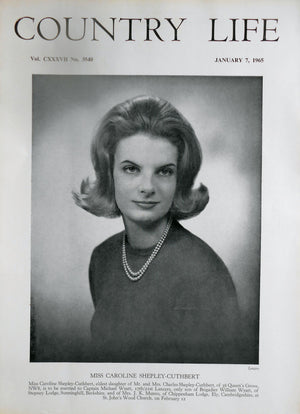 Miss Caroline Shepley-Cuthbert Country Life Magazine Portrait January 7, 1966 Vol. CXXXVII No. 3540