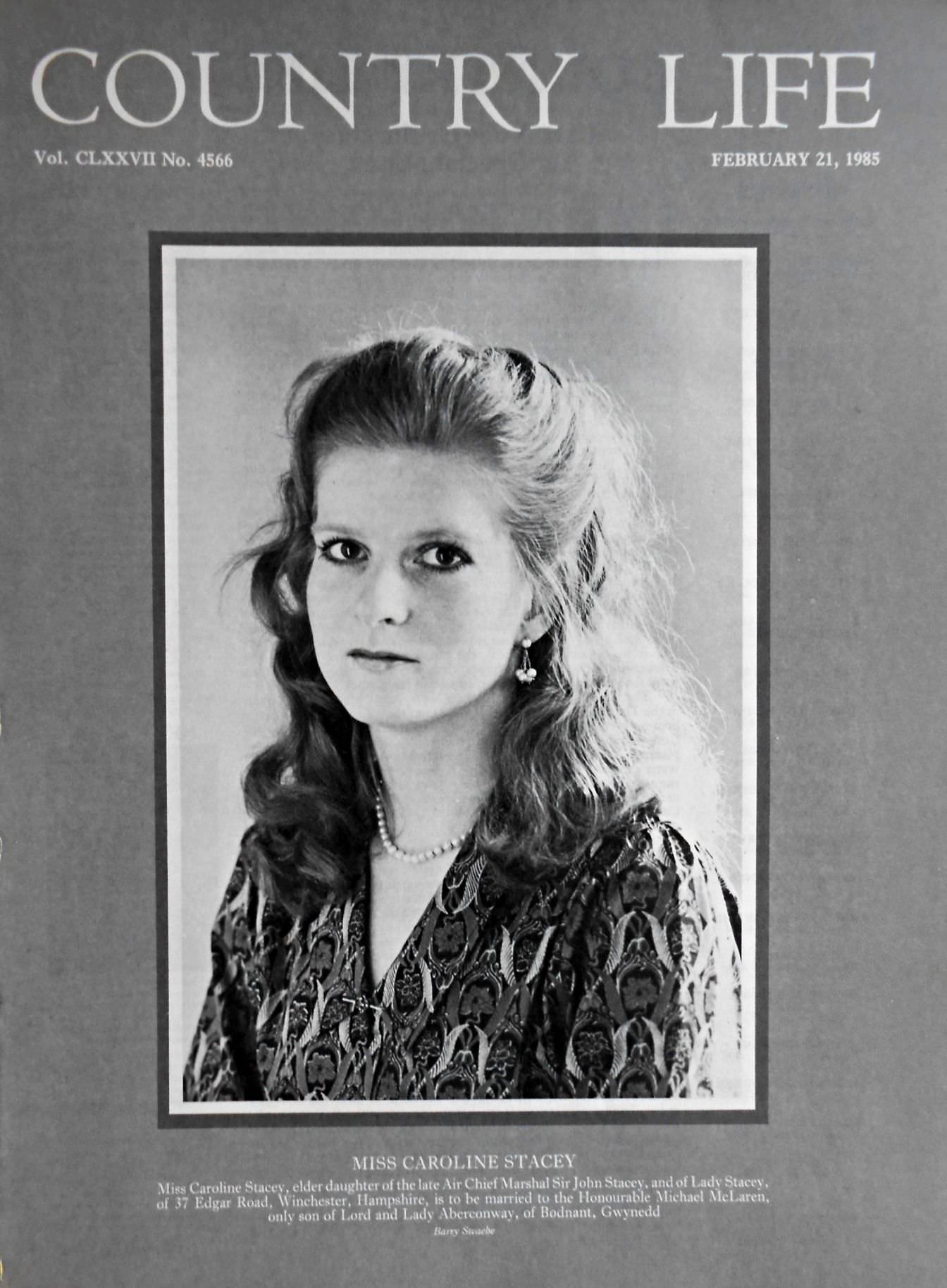Miss Caroline Stacey Country Life Magazine Portrait February 21, 1985 Vol. CLXXVII No. 4566 - Copy