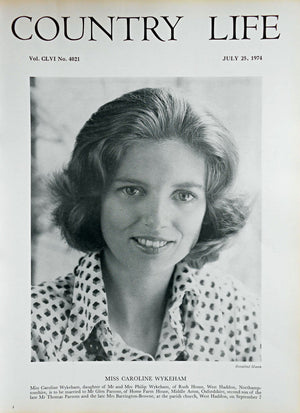 Miss Caroline Wykeham Country Life Magazine Portrait July 25, 1974 Vol. CLVI No. 4021