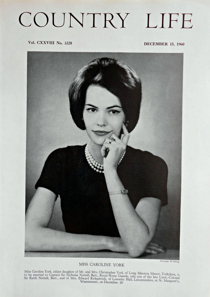 Miss Caroline York Country Life Magazine Portrait December 15, 1960 Vol. CXXVIII No. 3328