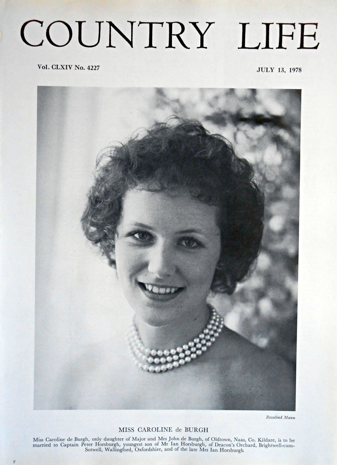Miss Caroline de Burgh Country Life Magazine Portrait July 13, 1978 Vol. CLXIV No. 4227 - Copy