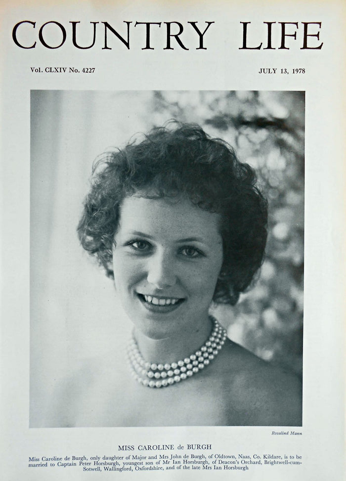 Miss Caroline de Burgh Country Life Magazine Portrait July 13, 1978 Vol. CLXIV No. 4227