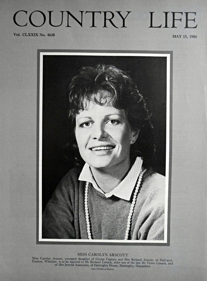 Miss Carolyn Arscott Country Life Magazine Portrait May 15, 1986 Vol. CLXXIX No. 4630