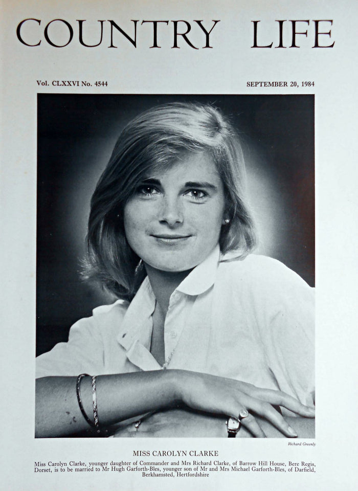 Miss Carolyn Clarke Country Life Magazine Portrait September 20, 1984 Vol. CLXXVI No. 4544