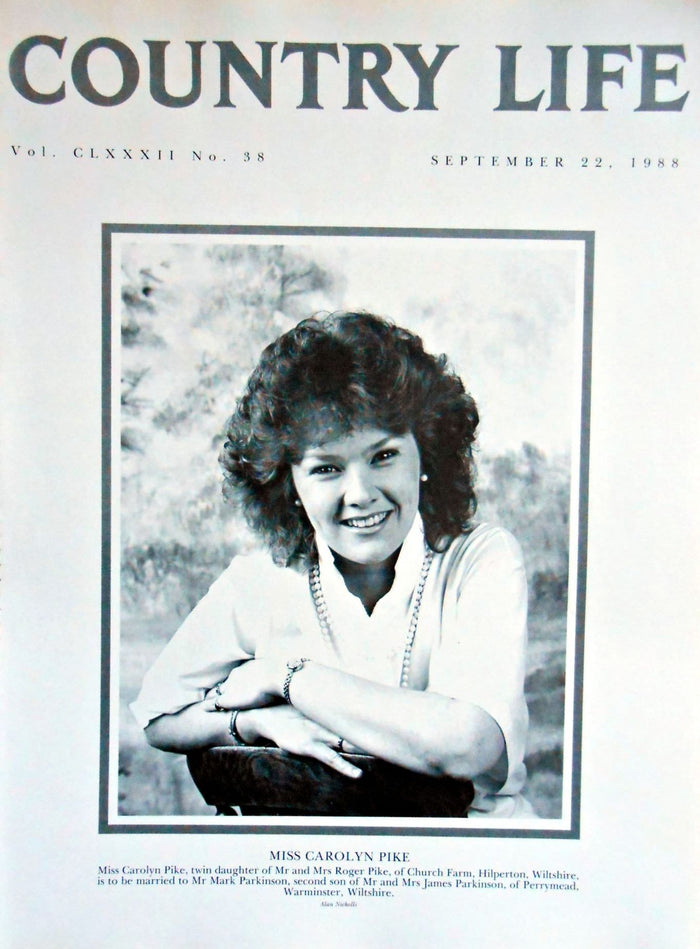 Miss Carolyn Pike Country Life Magazine Portrait September 22, 1988 Vol. CLXXXII No. 38