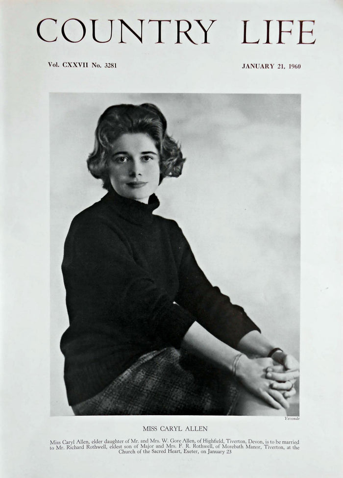 Miss Caryl Allen Country Life Magazine Portrait January 21, 1960 Vol. CXXVII No. 3281