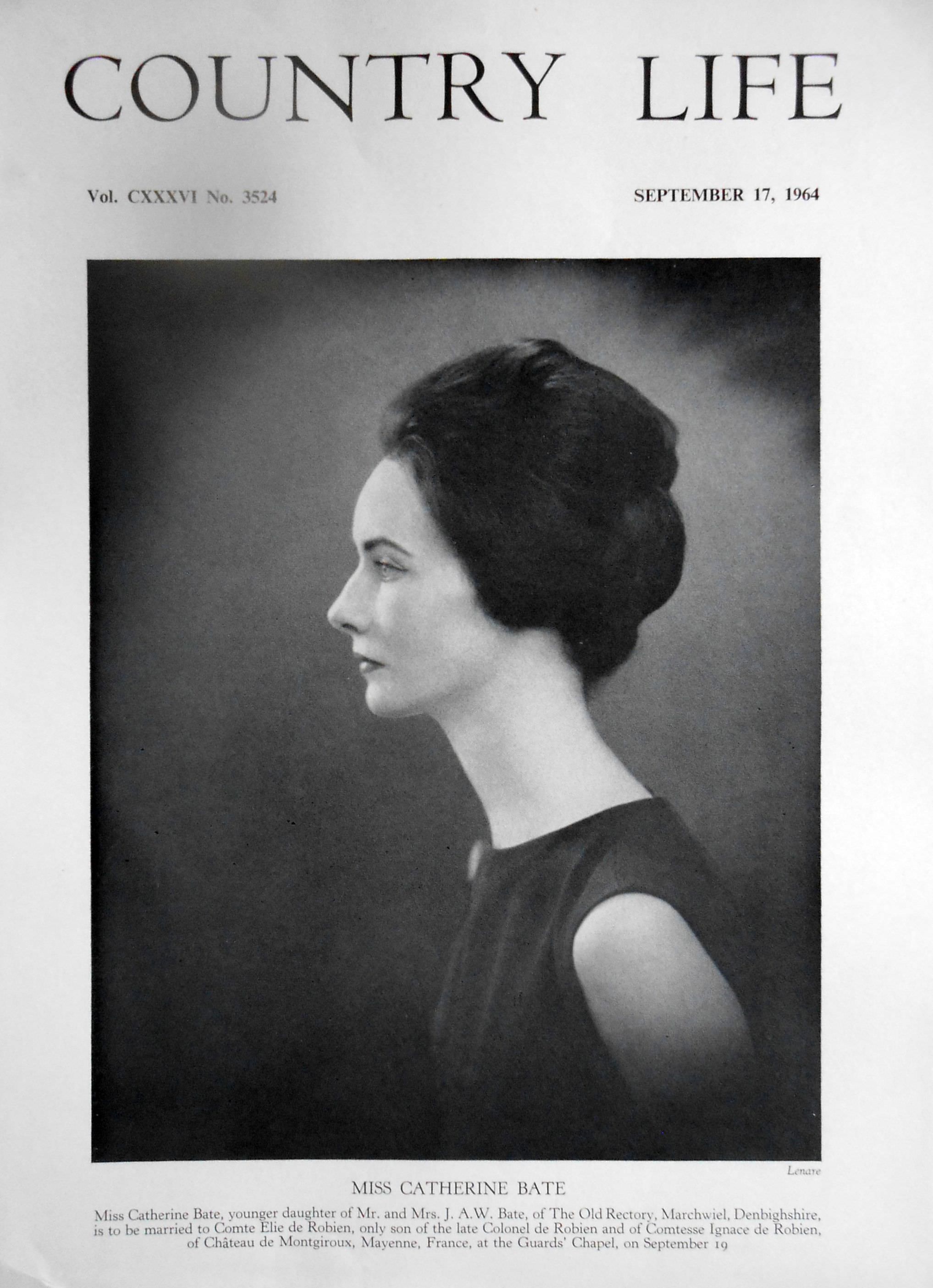 Miss Catherine Bate Country Life Magazine Portrait September 17, 1964 Vol. CXXXVI No. 3524 - Copy