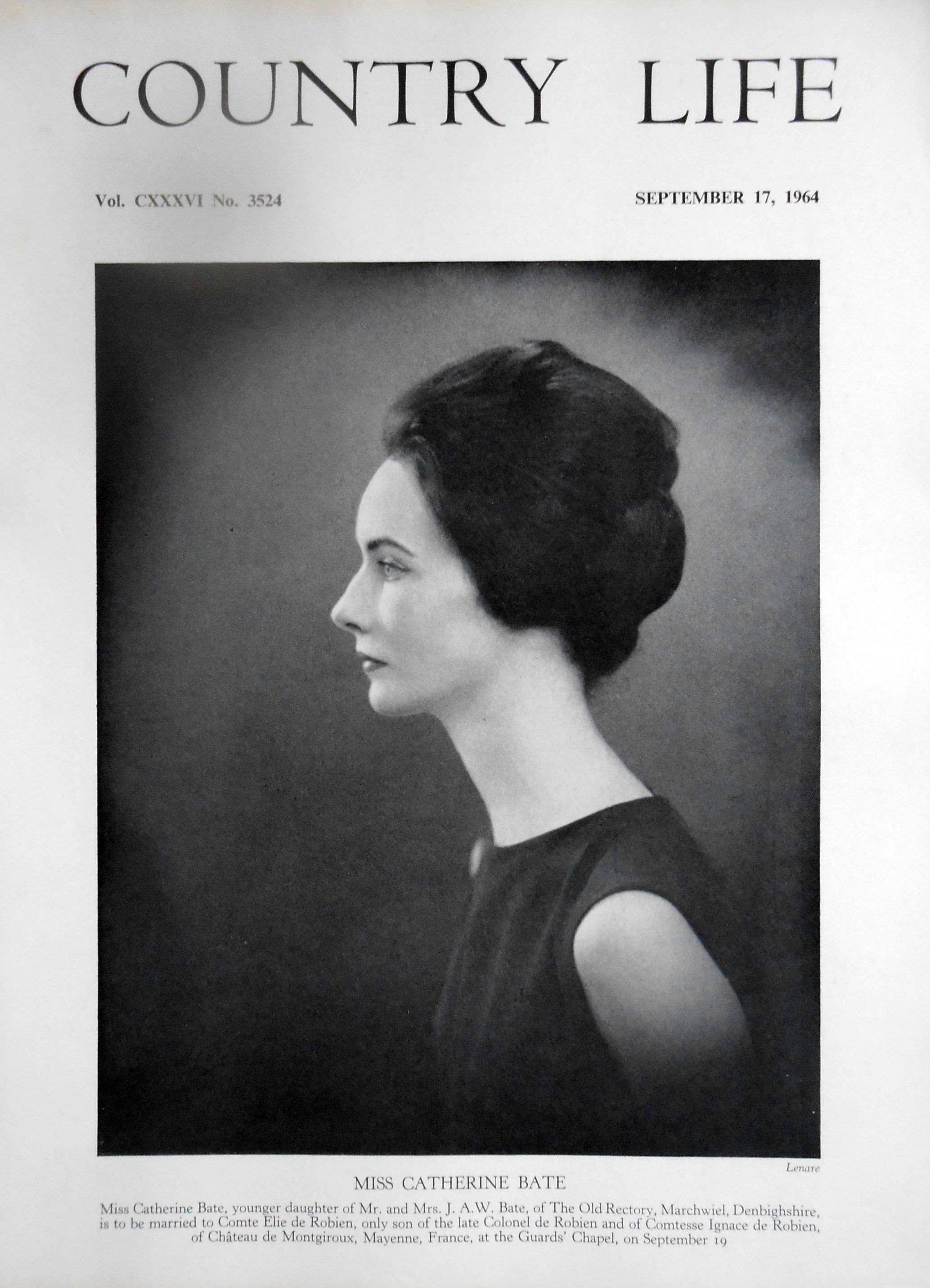 Miss Catherine Bate Country Life Magazine Portrait September 17, 1964 Vol. CXXXVI No. 3524 - Copy 2