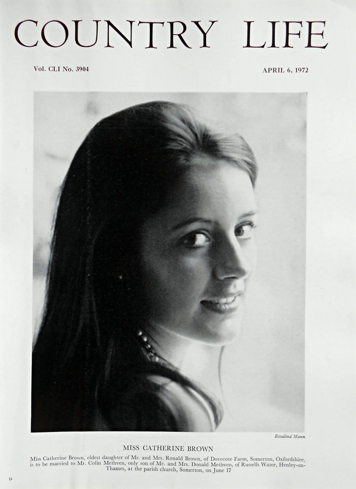 Miss Catherine Brown Country Life Magazine Portrait April 6, 1972 Vol. CLI No. 3904