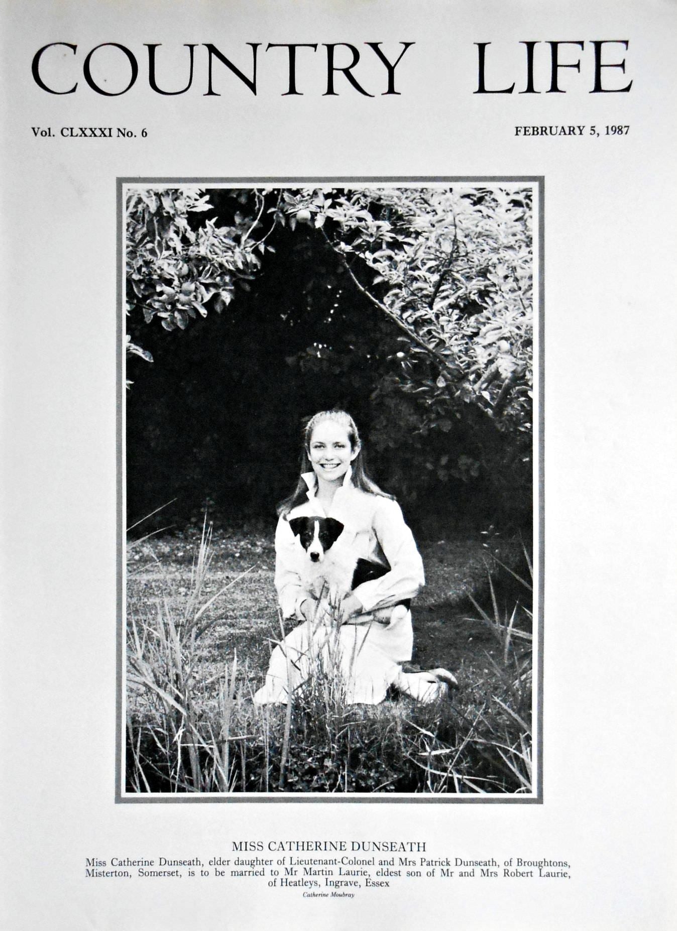 Miss Catherine Dunseath Country Life Magazine Portrait February 5, 1987 Vol. CLXXXI No. 6