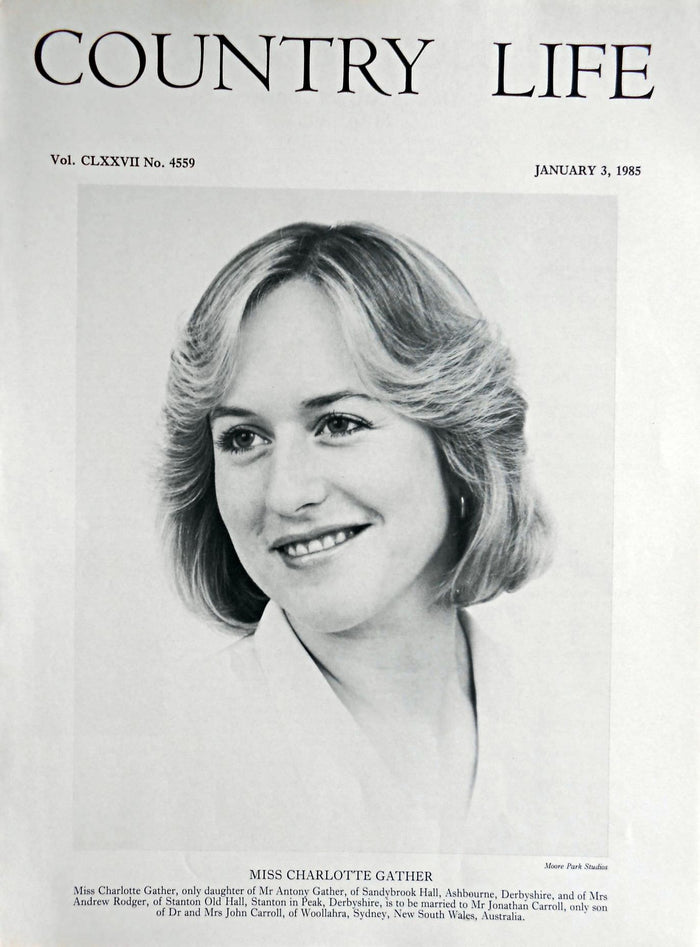 Miss Charlotte Gather Country Life Magazine Portrait January 3, 1985 Vol. CLXXVII No. 4559