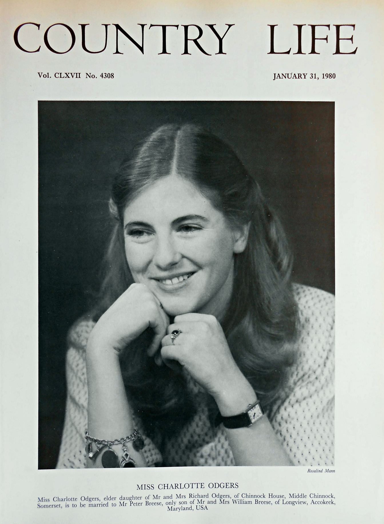 Miss Charlotte Odgers Country Life Magazine Portrait January 31, 1980 Vol. CLXVII No. 4308