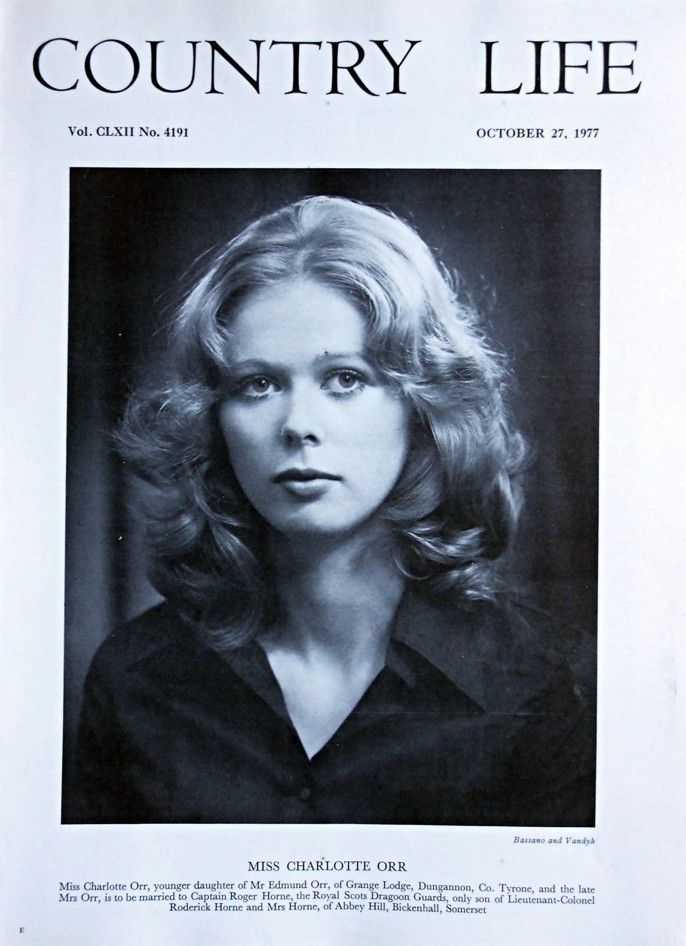 Miss Charlotte Orr Country Life Magazine Portrait October 27, 1977 Vol. CLXII No. 4191