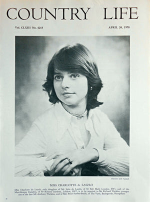 Miss Charlotte de Laszlo Country Life Magazine Portrait April 20, 1978 Vol. CLXIII No. 4215