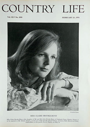 Miss Claire Brooke-Hunt Country Life Magazine Portrait February 21, 1974 Vol. CLV No. 3999