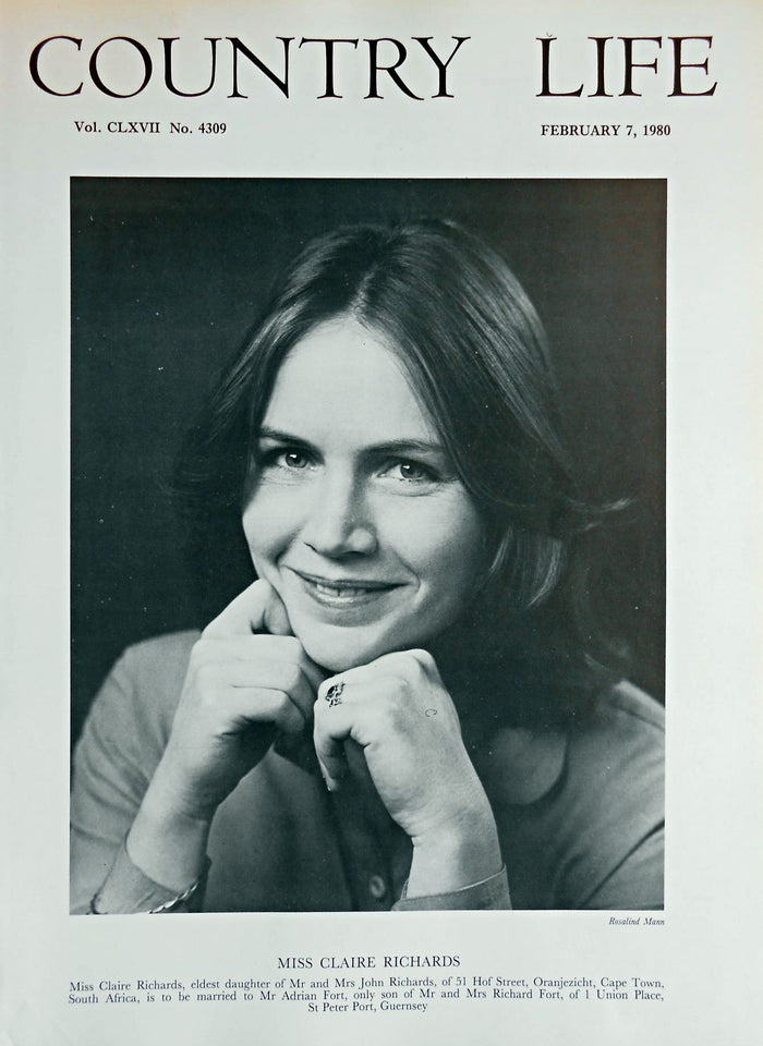 Miss Claire Richards Country Life Magazine Portrait February 7, 1980 Vol. CLXVII No. 4309