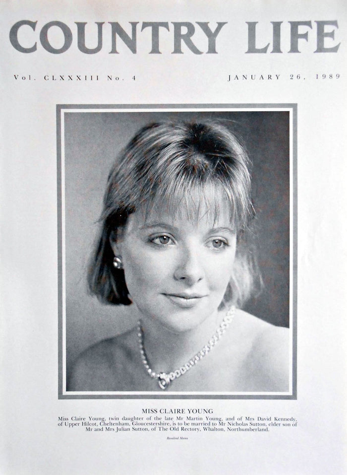 Miss Claire Young Country Life Magazine Portrait January 26, 1989 Vol. CLXXXIII No. 4
