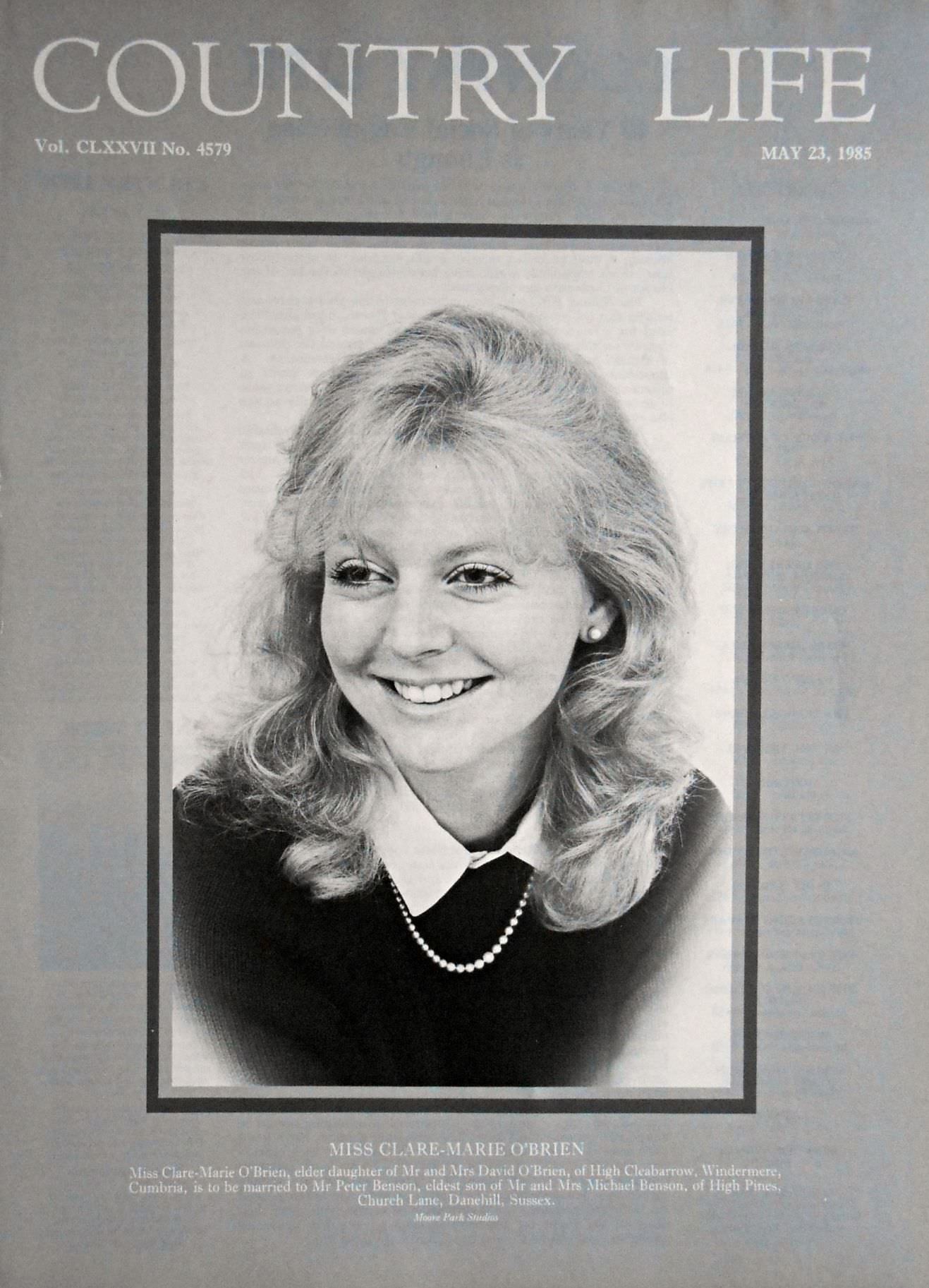 Miss Clare-Marie O'Brien Country Life Magazine Portrait May 23, 1985 Vol. CLXXVII No. 4579