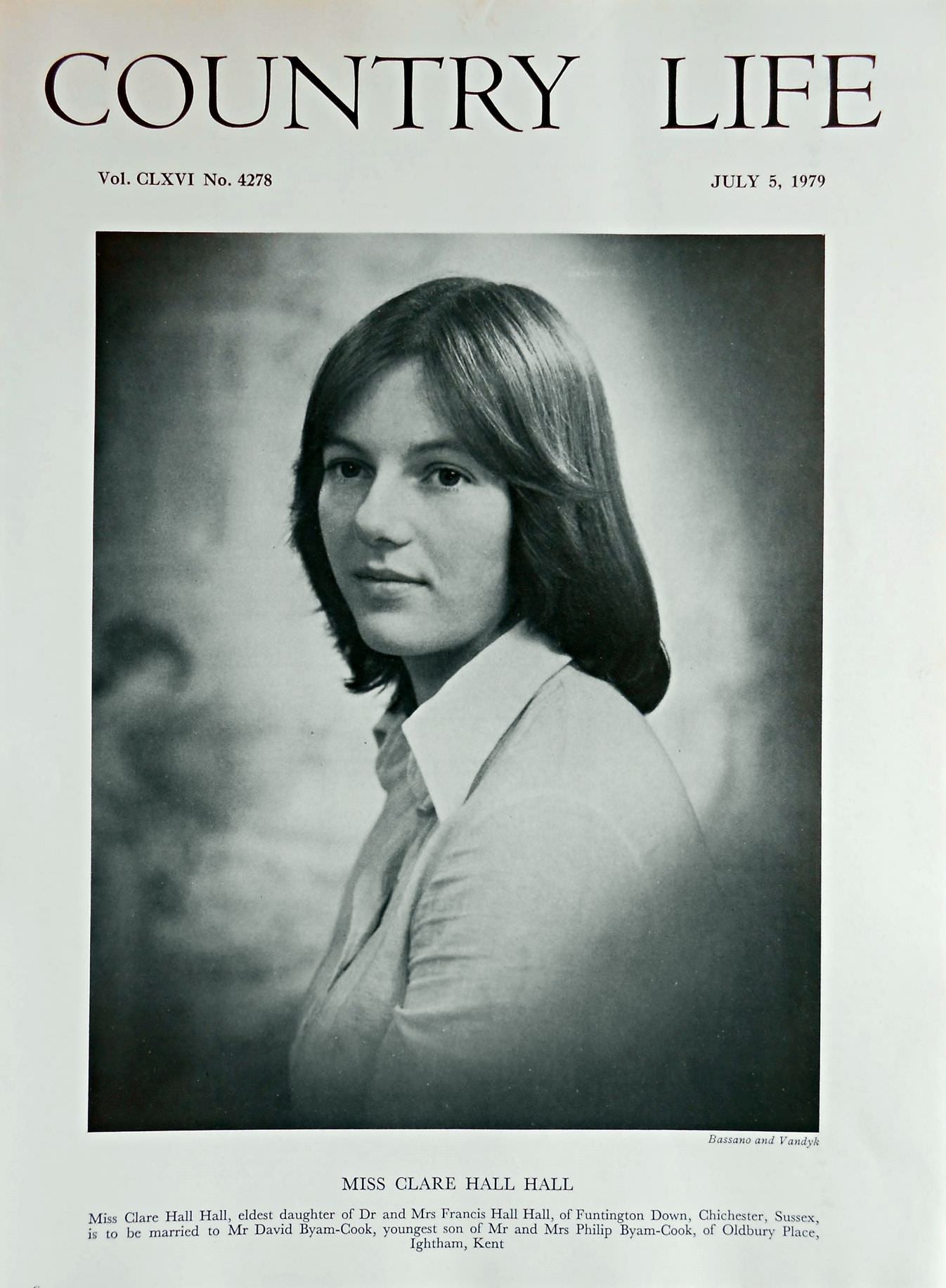 Miss Clare Hall Hall Country Life Magazine Portrait July 5, 1979 Vol. CLXVI No. 4278
