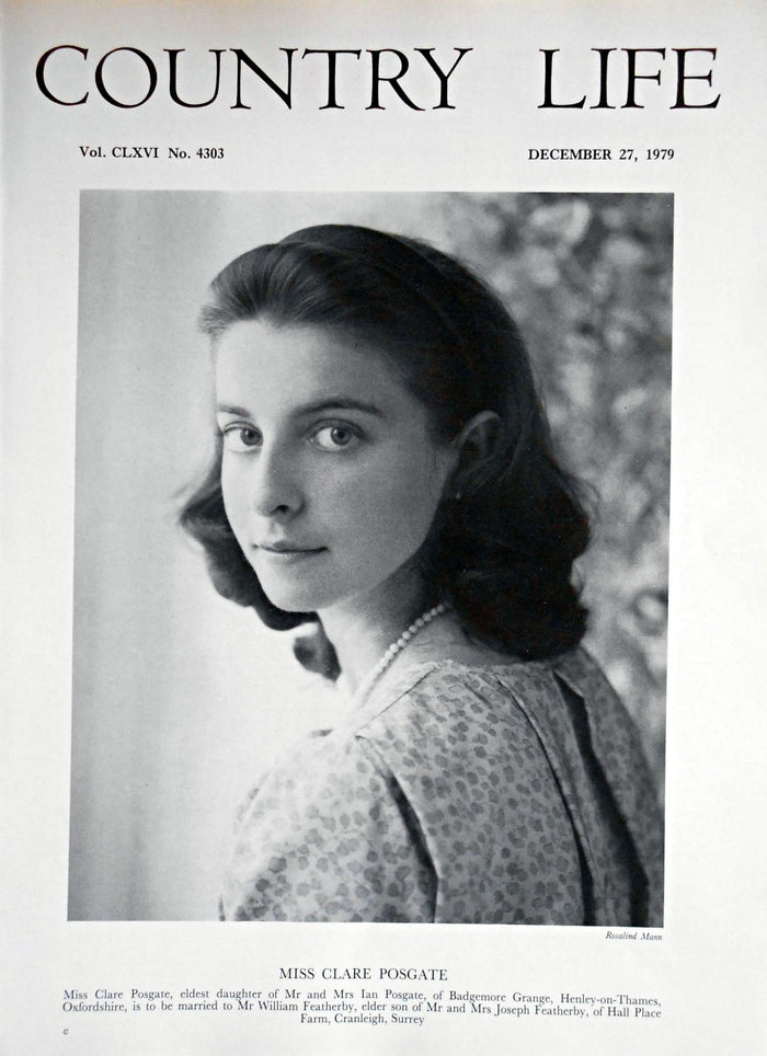 Miss Clare Posgate Country Life Magazine Portrait December 27, 1979 Vol. CLXVI No. 4303
