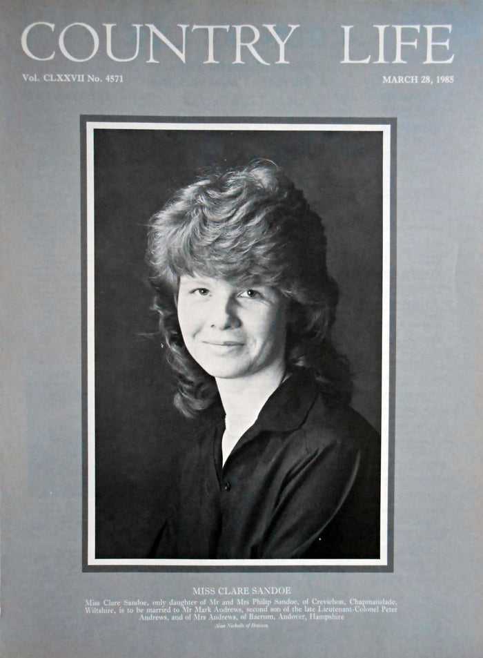 Miss Clare Sandoe Country Life Magazine Portrait March 28, 1985 Vol. CLXXVII No. 4571