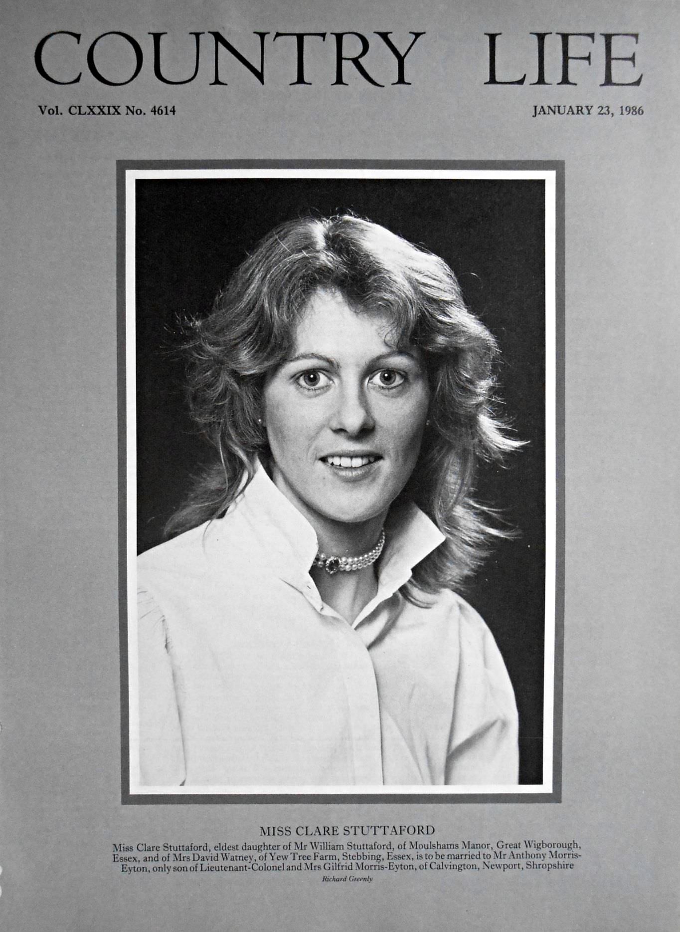 Miss Clare Stuttaford Country Life Magazine Portrait January 23, 1986 Vol. CLXXIX No. 4614