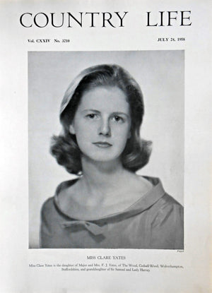Miss Clare Yates Country Life Magazine Portrait July 24, 1958 Vol. CXXIV No. 3210