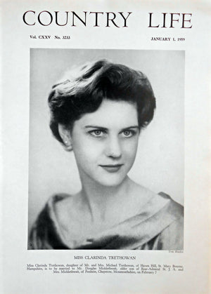 Miss Clarinda Trethowan Country Life Magazine Portrait January 1, 1959 Vol. CXXV No. 3233
