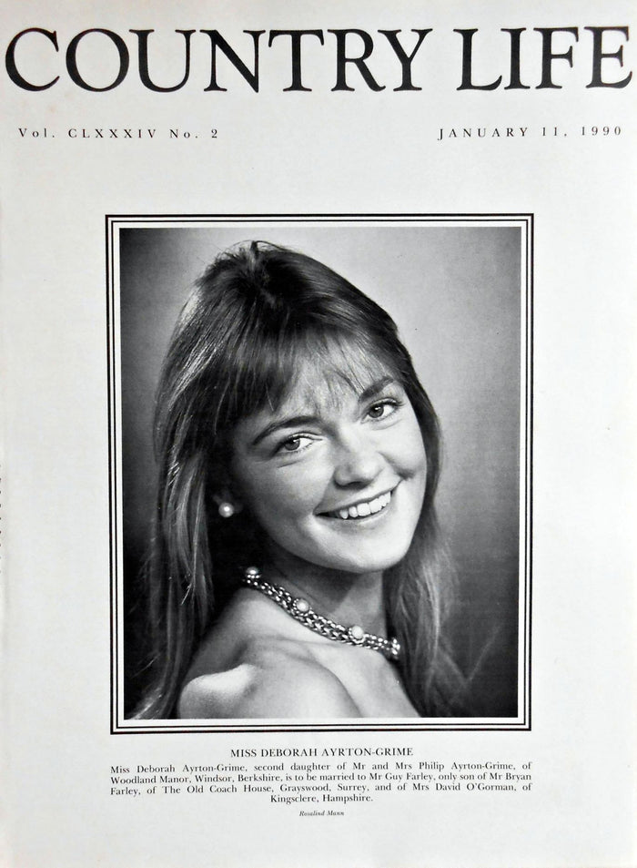 Miss Deborah Ayrton-Grime Country Life Magazine Portrait January 11, 1990 Vol. CLXXXIV No. 2
