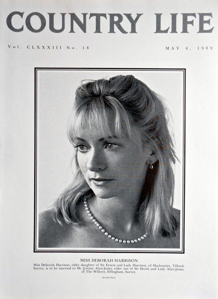 Miss Deborah Harrison Country Life Magazine Portrait May 4, 1989 Vol. CLXXXIII No. 18