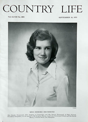 Miss Deirdre Drummond Country Life Magazine Portrait September 18, 1975 Vol. CLVIII No. 4081
