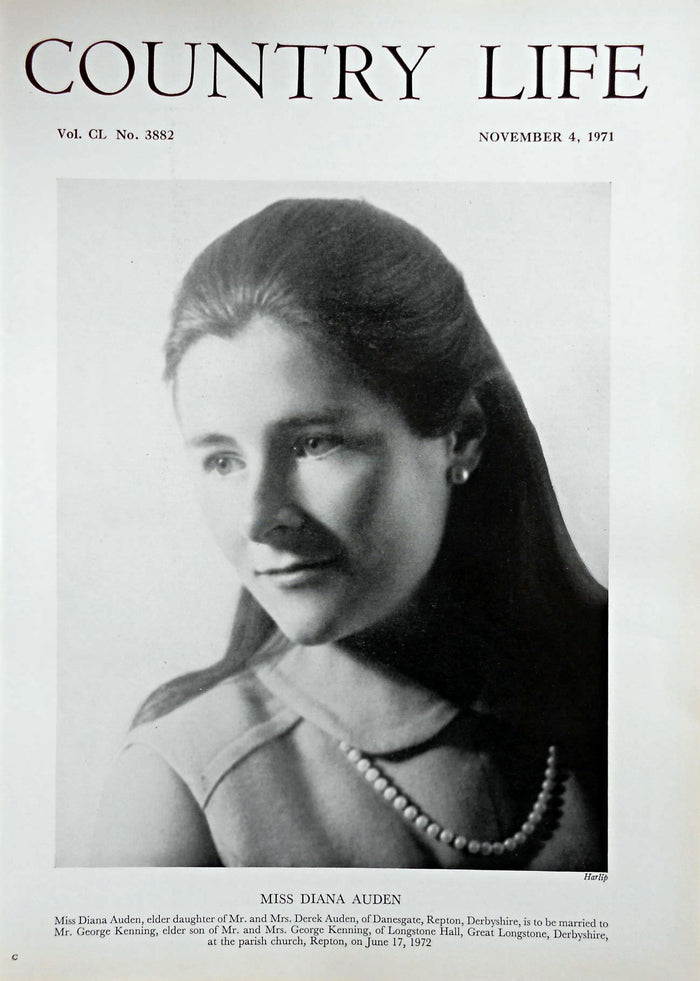 Miss Diana Auden Country Life Magazine Portrait November 4, 1971 Vol. CL No. 3882