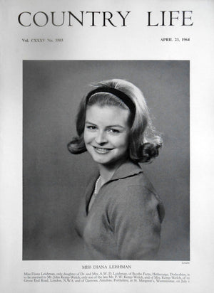 Miss Diana Leishman Country Life Magazine Portrait April 21, 1964 Vol. CXXXV No. 3503