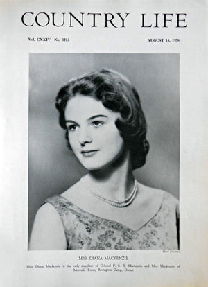 Miss Diana Mackenzie Country Life Magazine Portrait August 14, 1958 Vol. CXXIV No. 3213