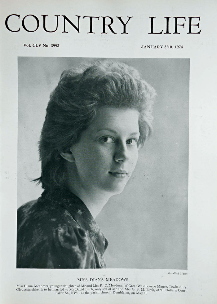 Miss Diana Meadows Country Life Magazine Portrait January 3, 10, 1974 Vol. CLV No. 3993