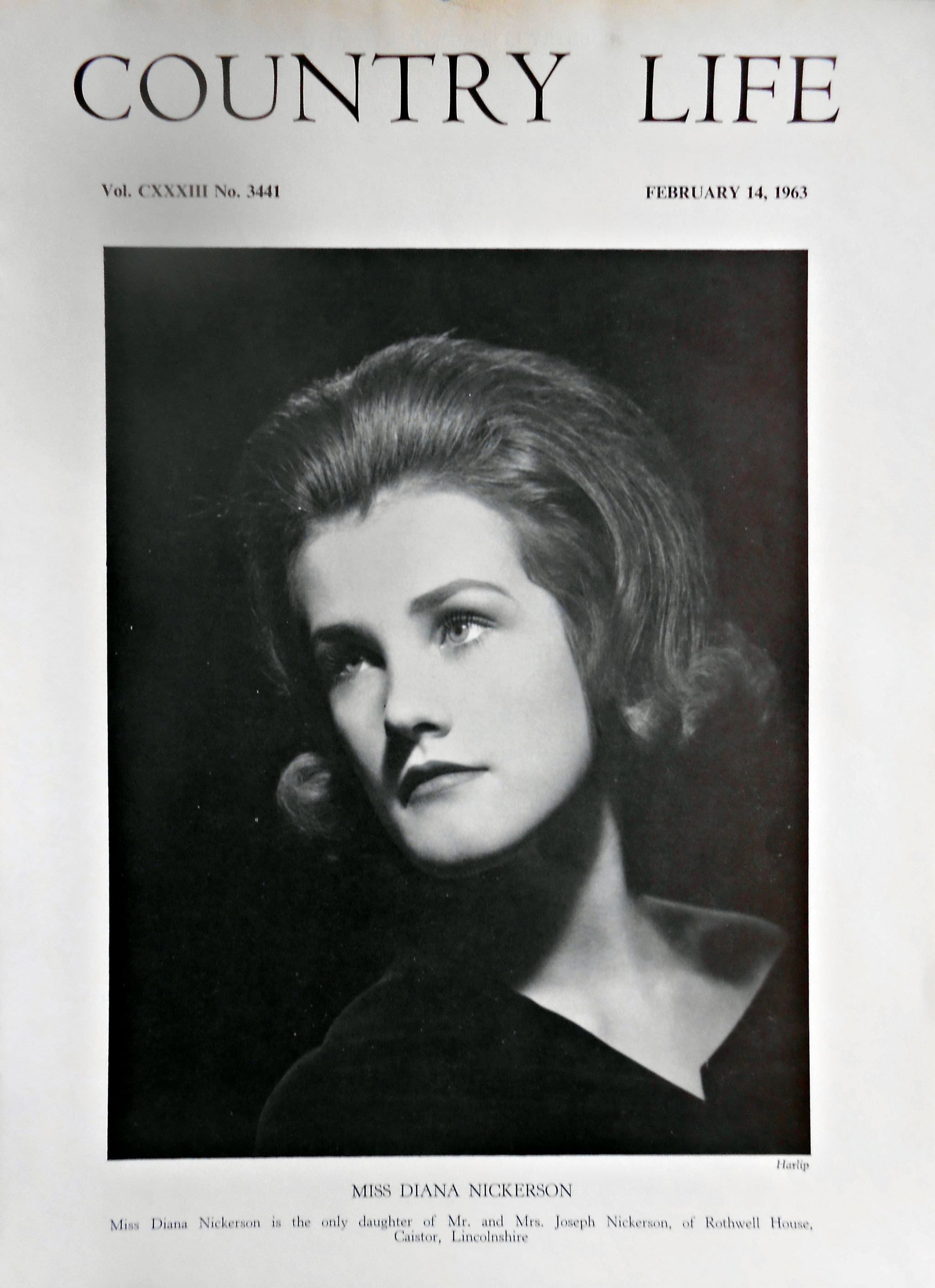 Miss Diana Nickerson Country Life Magazine Portrait February 14, 1963 Vol. CXXXIII No. 3441