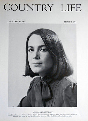 Miss Diane Granzow Country Life Magazine Portrait March 1, 1984 Vol. CLXXV No. 4515