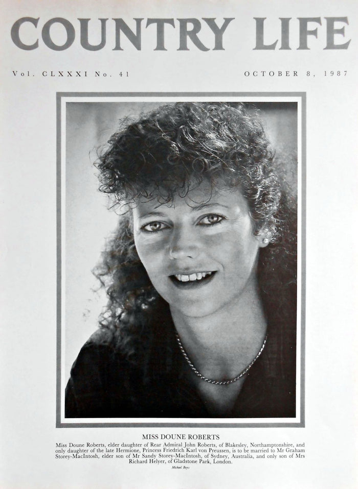 Miss Doune Roberts Country Life Magazine Portrait October 8, 1987 Vol. CLXXXI No. 41