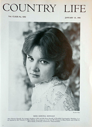 Miss Edwina Donald Country Life Magazine Portrait January 15, 1981 Vol. CLXIX No. 4352