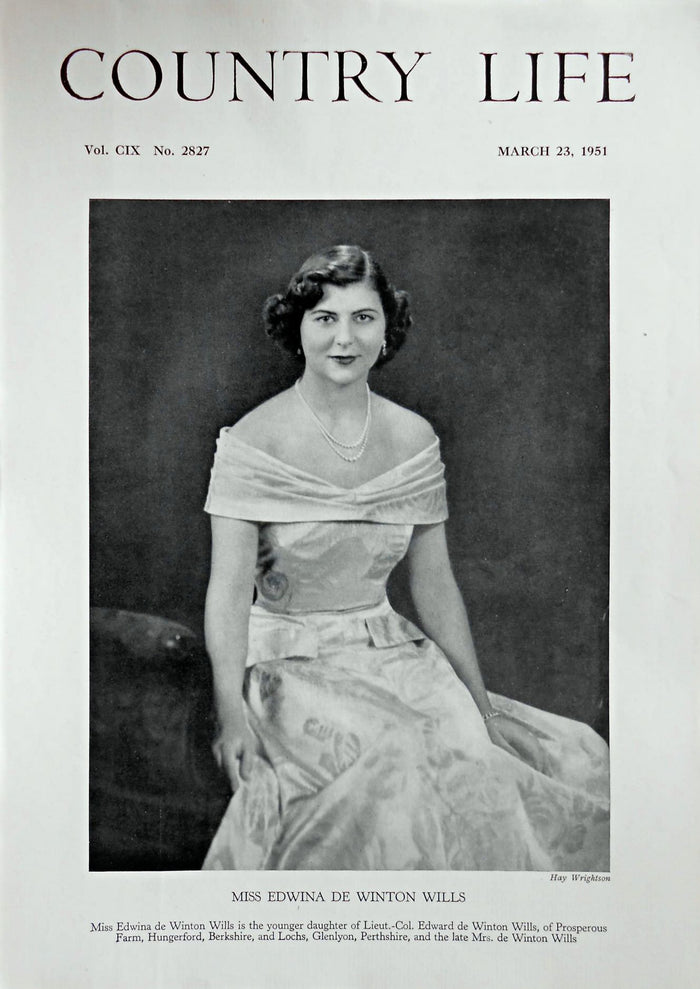 Miss Edwina de Winton Wills Country Life Magazine Portrait March 23, 1951 Vol. CIX No. 2827