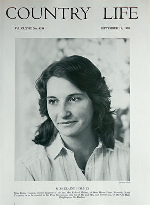 Miss Elaine Holmes Country Life Magazine Portrait September 11, 1980 Vol. CLXVIII No. 4334