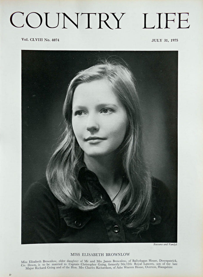 Miss Elisabeth Brownlow Country Life Magazine Portrait July 31, 1975 Vol. CLVIII No. 4074
