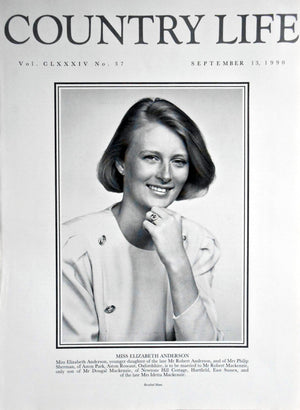 Miss Elizabeth Anderson Country Life Magazine Portrait September 13, 1990 Vol. CLXXXIV No. 37