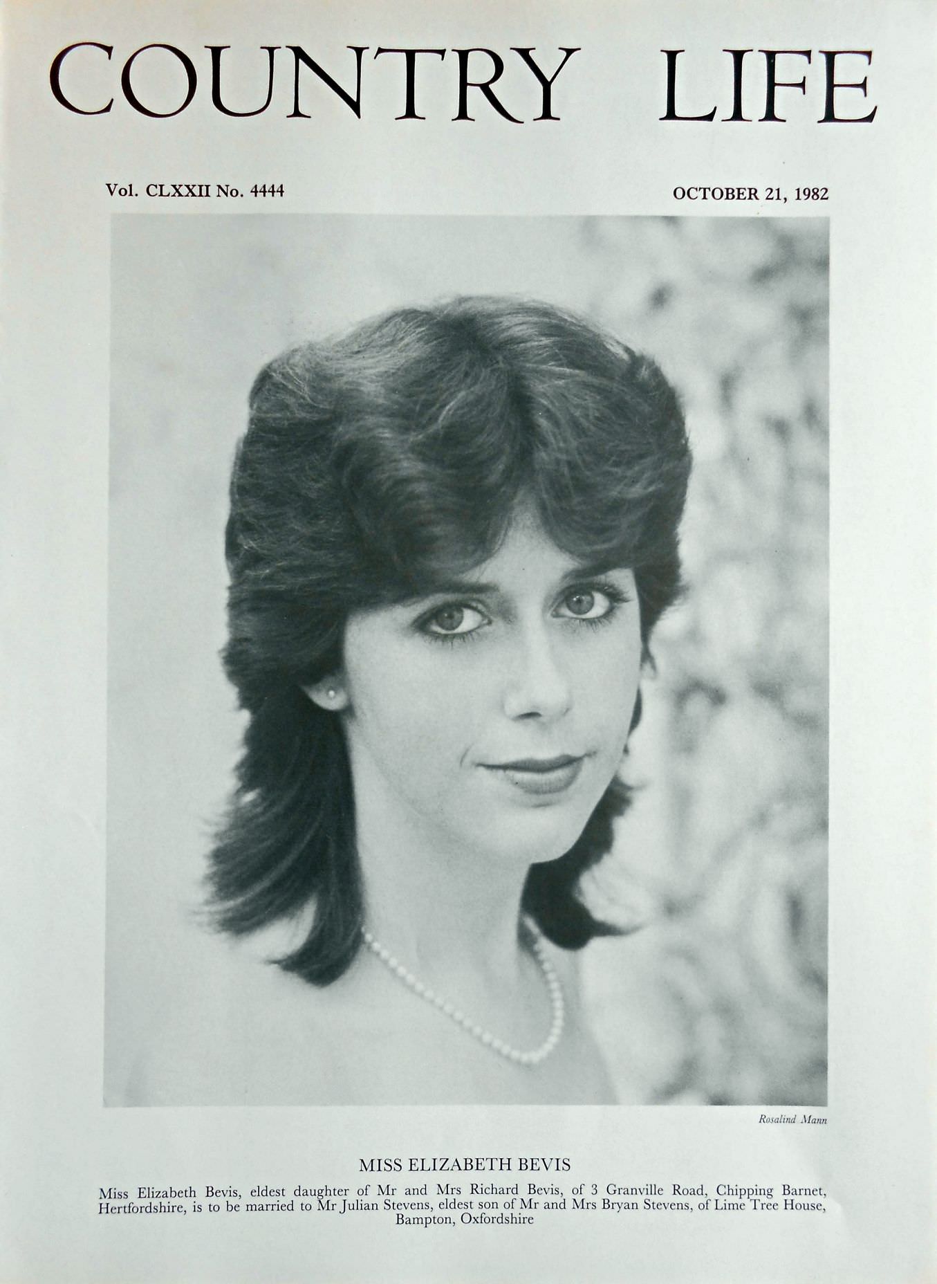 Miss Elizabeth Bevis Country Life Magazine Portrait October 21, 1982 Vol. CLXXII No. 4444 - Copy